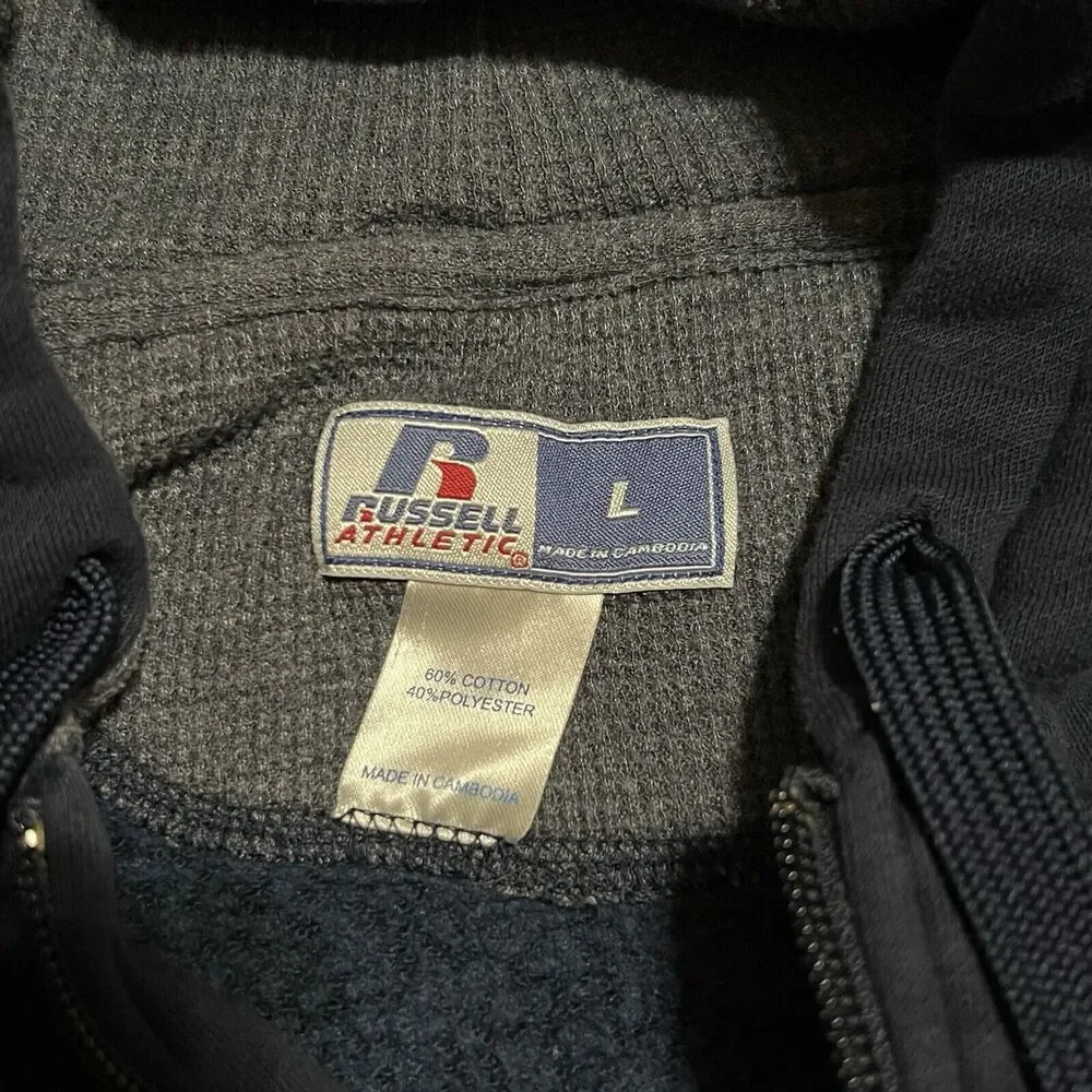 Russell Athletic Men's: Large‎ Active Half Zip Navy Blue Pullover Hoodie - Picture 4 of 5